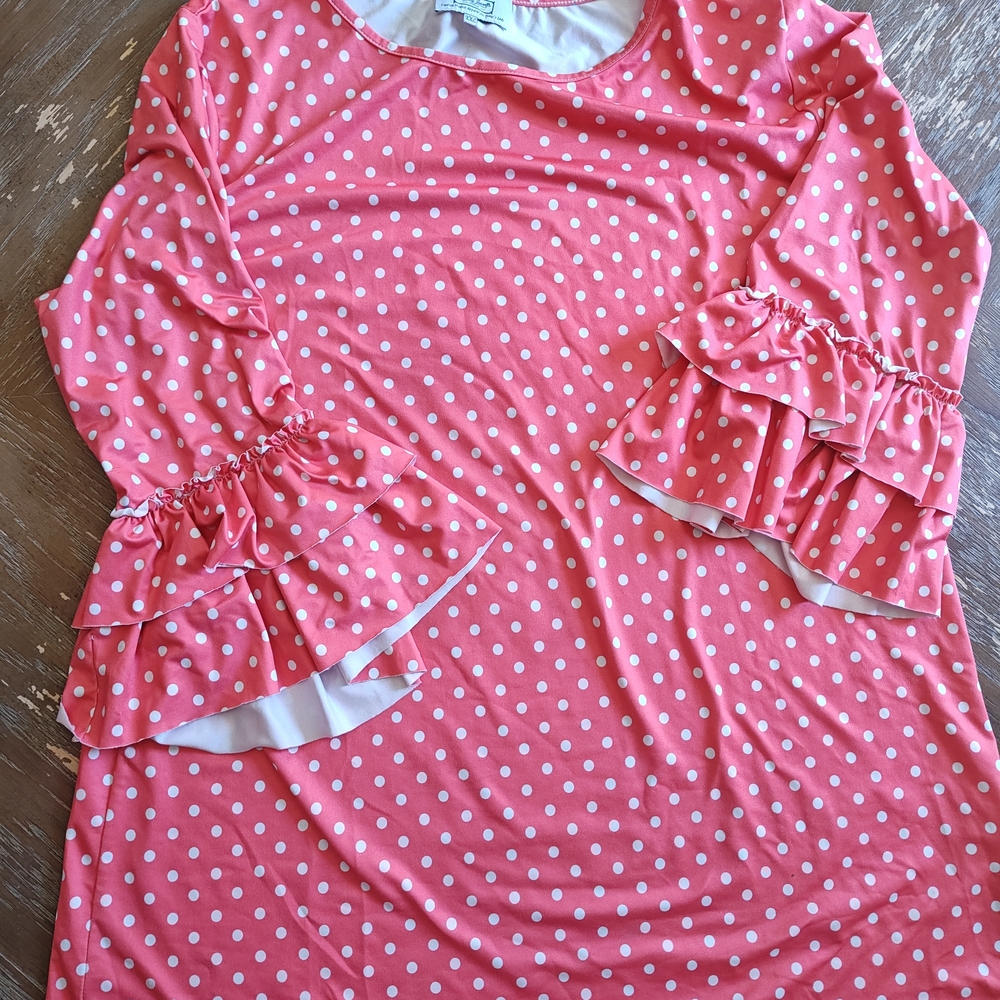 Dainty Jewells Coral Polka Dot Blouse